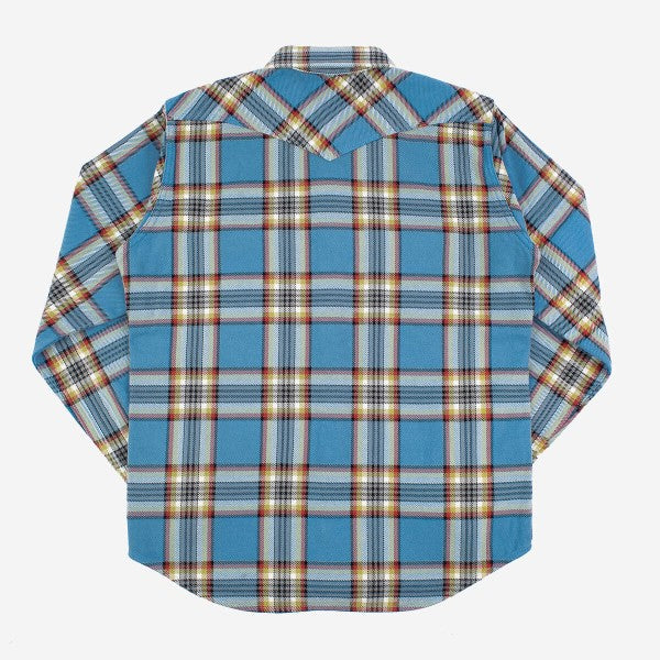 Ultra Heavy Flannel Anniversary Check Western Shirt (IHSH-332-SAX)