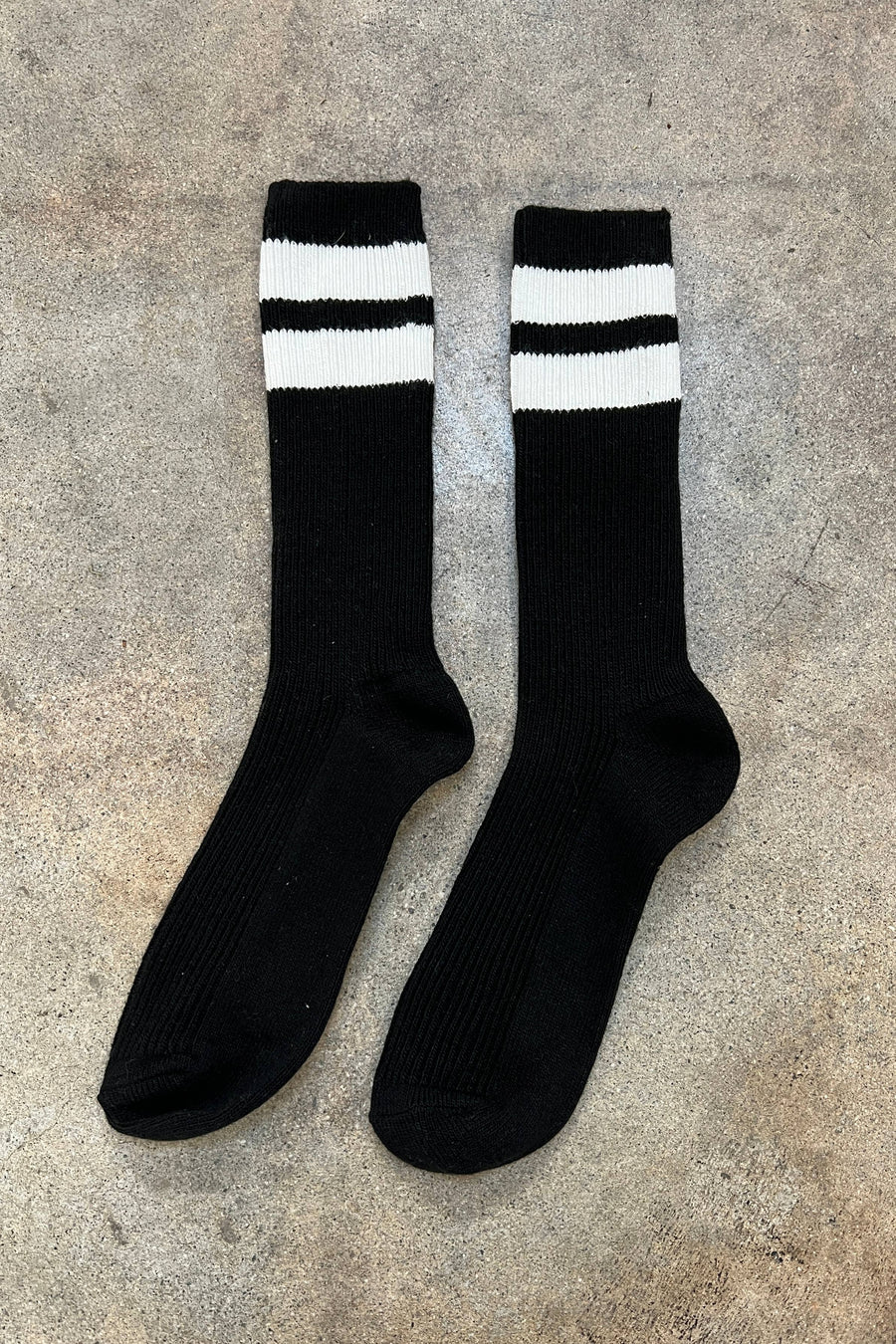Grandpa Varsity Socks: Black/Sugar Stripe