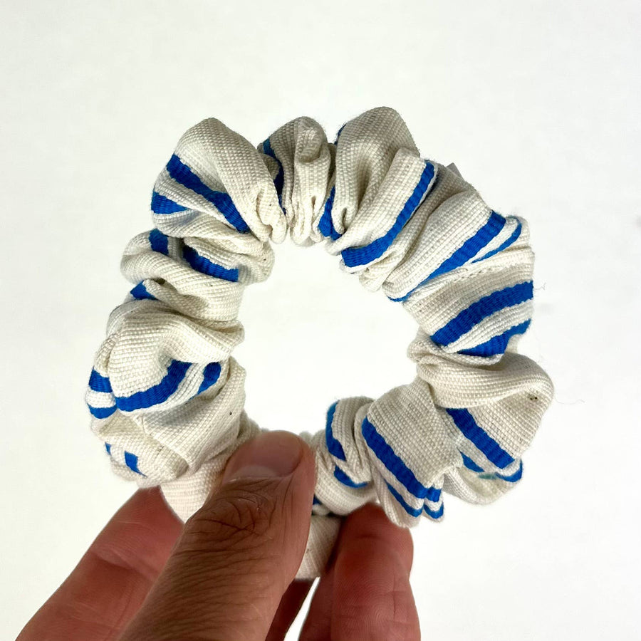 Japanese Cotton Scrunchies (Blue Stripe)