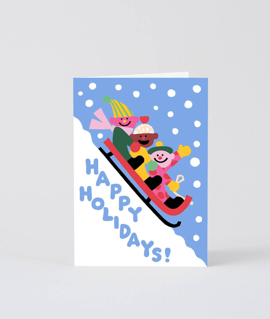 'Happy Holidays Sledge' Embossed Holiday Greeting Card