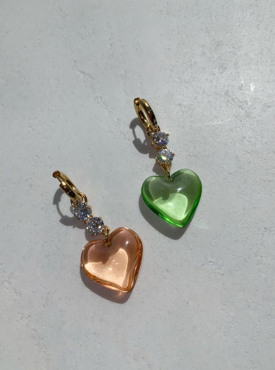 Midnight Dance Earrings (Apple Green and Peach)