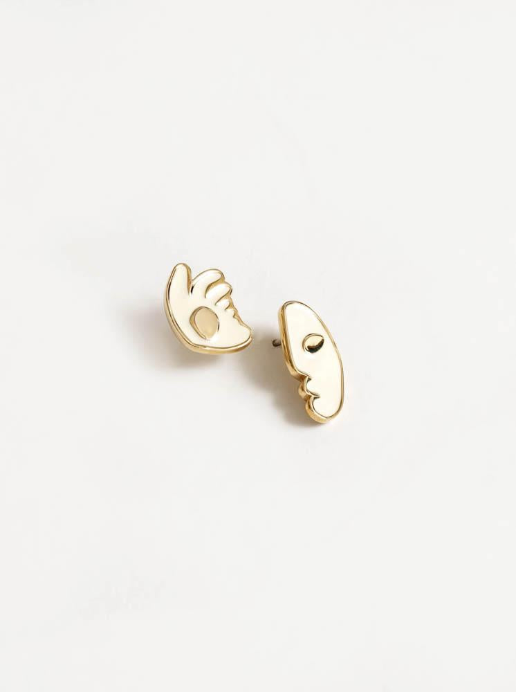 Fiona Stud Earrings (Cream/14K Gold Plated)