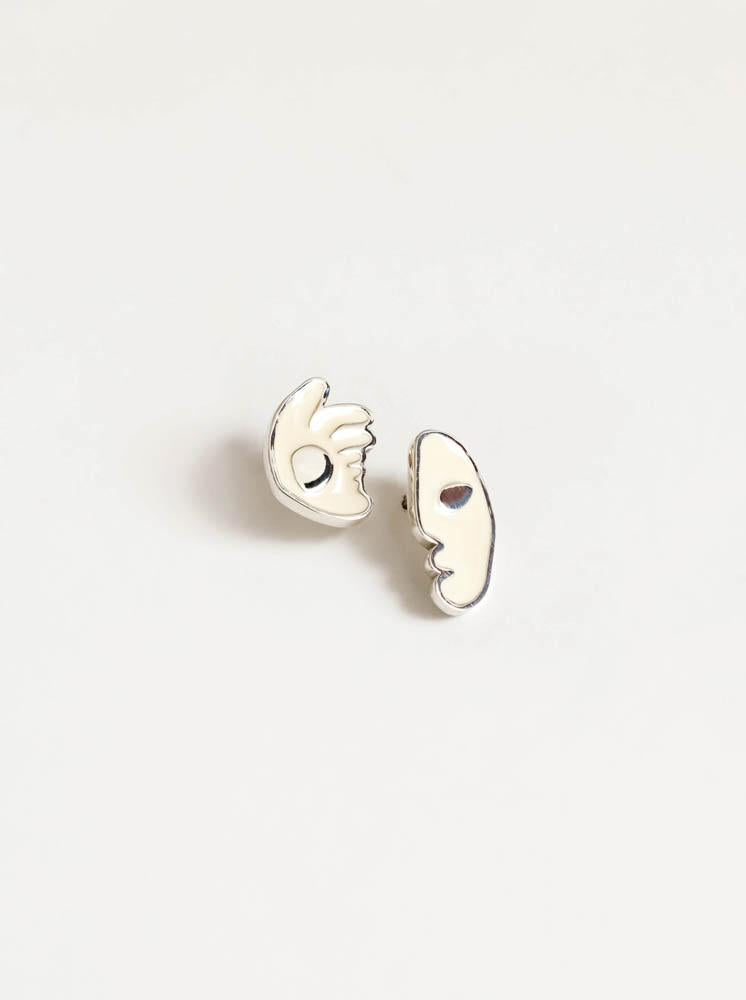 Fiona Stud Earrings (Cream/Sterling Silver)