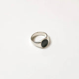 Tosh Signet Ring (Sterling Silver/Black Resin)