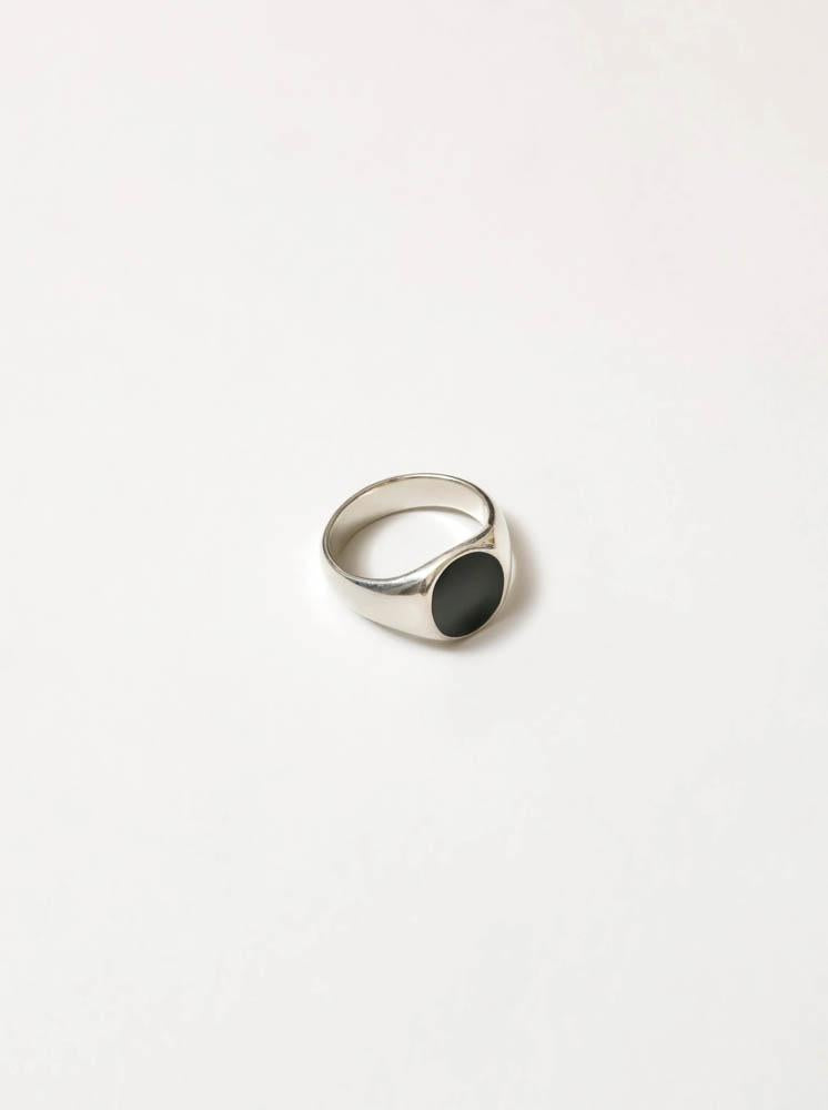 Tosh Signet Ring (Sterling Silver/Black Resin)